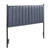 Lumisource HB-CHLOE BKBU Chloe Industrial Headboard in Black Metal and Blue Faux Leather